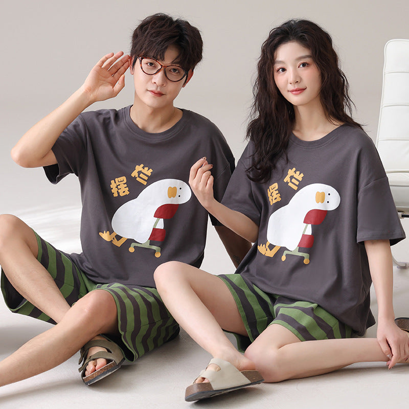Outdoor Wear Loose Short-sleeved Shorts Couple Pajamas