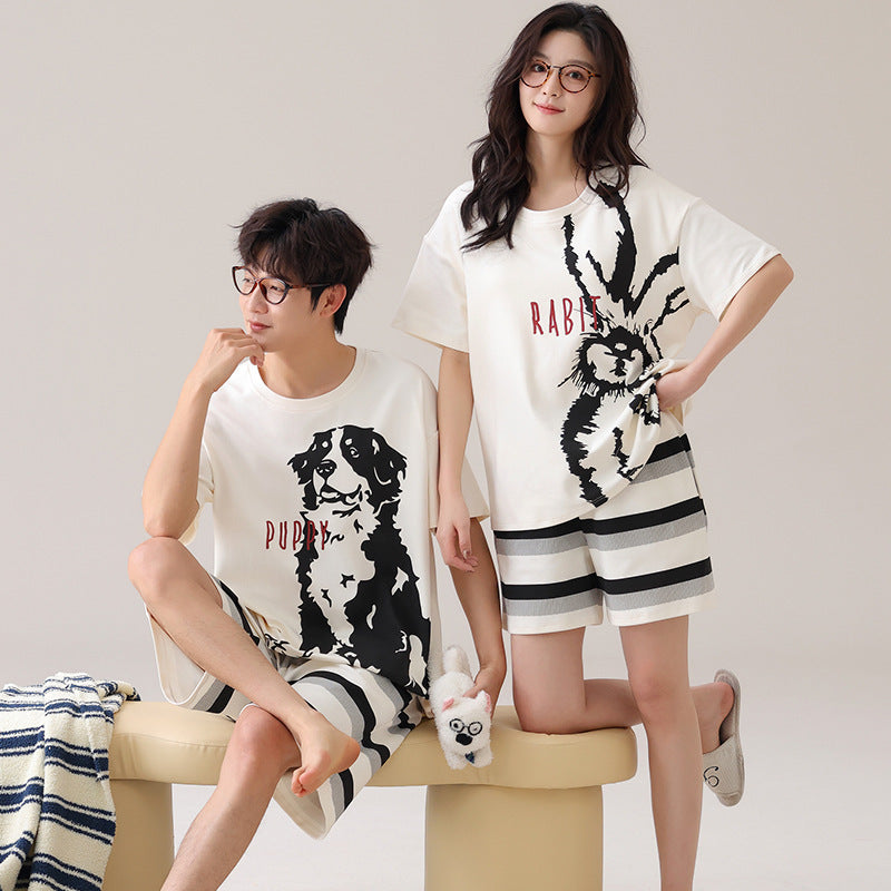 Outdoor Wear Loose Short-sleeved Shorts Couple Pajamas